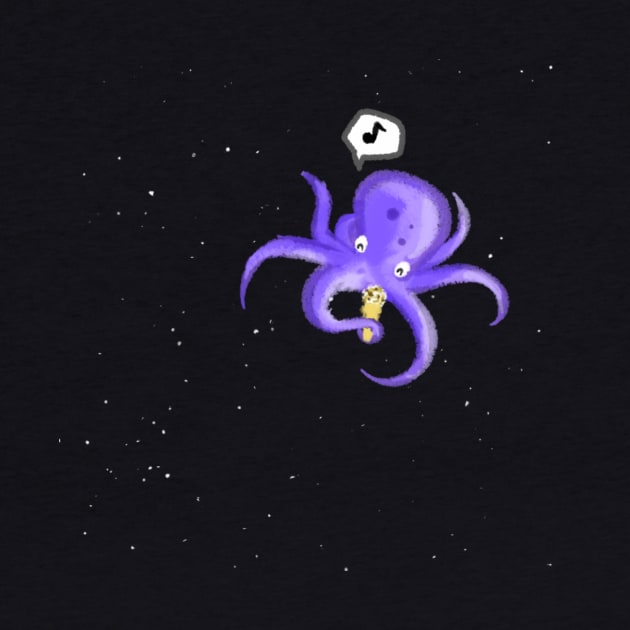Space Octopus Eating Ice Cream in Space by ninthtale